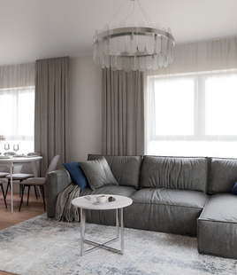 Фото № 6: Дизайн-проект двухкомнатной квартиры 52.9  м² Современная классика для ЖК Горки Парк