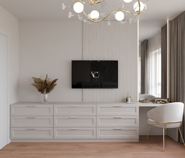 Фото № 2: Дизайн-проект двухкомнатной квартиры 52.9  м² Современная классика для ЖК Горки Парк