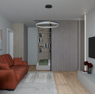 Фото № 4: Дизайн-проект зала 19.2  м² Стиль Контемпорари для ЖК Московский