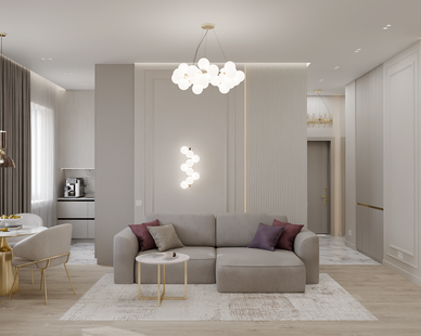 Фото № 1: Дизайн-проект двухкомнатной квартиры 55.0  м² Современная классика для ЖК Московский