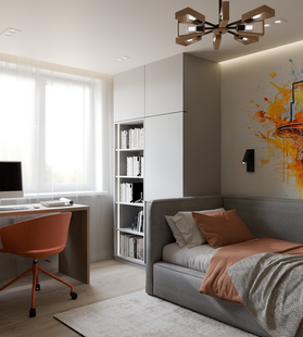 Фото № 2: Дизайн-проект детской 12.5  м² Современный стиль для ЖК Бутово Парк 2