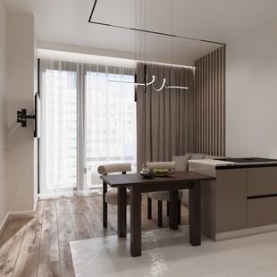 Фото № 2: Дизайн-проект двухкомнатной квартиры 46.12  м² Стиль Модернизм для ЖК Хэдлайнер