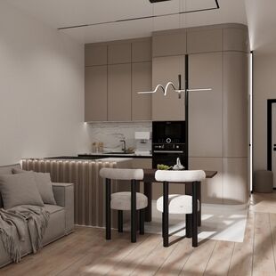 Фото № 4: Дизайн-проект двухкомнатной квартиры 46.12  м² Стиль Модернизм для ЖК Хэдлайнер