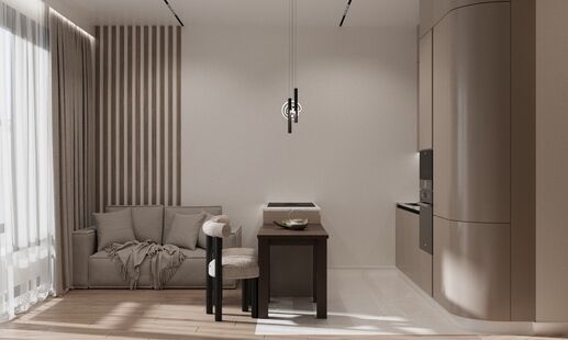 Фото № 6: Дизайн-проект двухкомнатной квартиры 46.12  м² Стиль Модернизм для ЖК Хэдлайнер