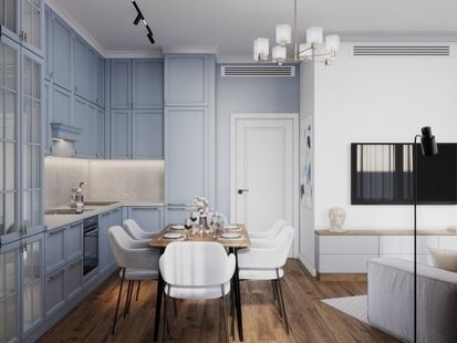 Фото № 4: Дизайн-проект трехкомнатной квартиры 63.48  м² Стиль Американская классика для ЖК ЗИЛАРТ DIAMOND