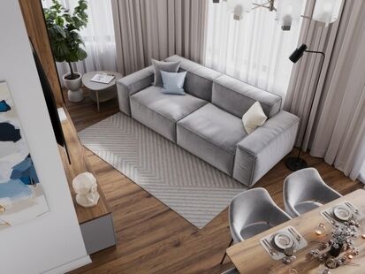 Фото № 6: Дизайн-проект трехкомнатной квартиры 63.48  м² Стиль Американская классика для ЖК ЗИЛАРТ DIAMOND