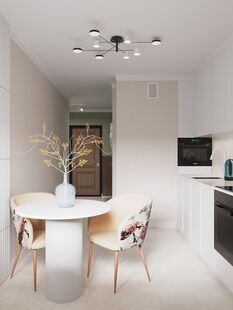 Фото № 4: Дизайн-проект однокомнатной квартиры 47.54  м² Стиль Контемпорари для ЖК в г. Раменское