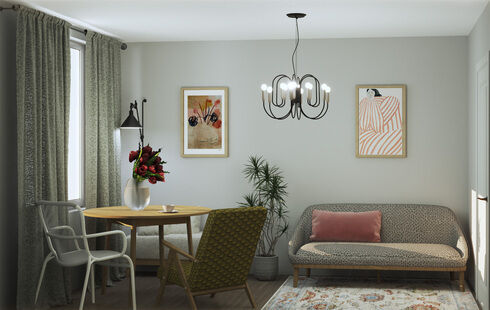 Фото № 1: Дизайн-проект трехкомнатной квартиры 67.6  м² Стиль Эклектика для ЖК Московский