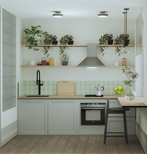 Фото № 2: Дизайн-проект трехкомнатной квартиры 67.6  м² Стиль Эклектика для ЖК Московский