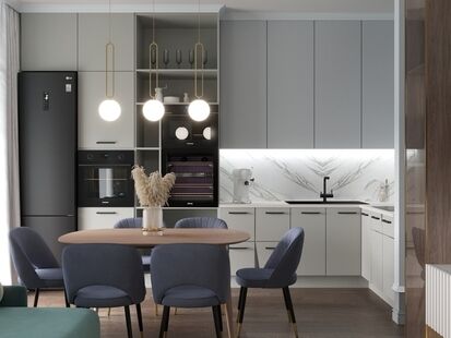 Фото № 2: Дизайн-проект трехкомнатной квартиры 63.57  м² Современный стиль для ЖК Symphony 34