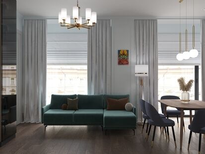 Фото № 5: Дизайн-проект трехкомнатной квартиры 63.57  м² Современный стиль для ЖК Symphony 34