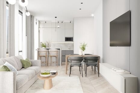 Фото № 1: Дизайн-проект трехкомнатной квартиры 71.46  м² Современный стиль для ЖК Mypriority Басманный