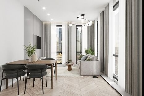 Фото № 2: Дизайн-проект трехкомнатной квартиры 71.46  м² Современный стиль для ЖК Mypriority Басманный