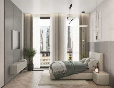 Фото № 6: Дизайн-проект трехкомнатной квартиры 71.46  м² Современный стиль для ЖК Mypriority Басманный