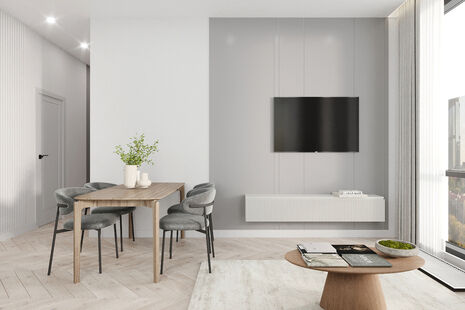 Фото № 4: Дизайн-проект трехкомнатной квартиры 71.46  м² Современный стиль для ЖК Mypriority Басманный