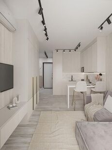 Фото № 2: Дизайн-проект двухкомнатной квартиры 45.36  м² Современный стиль для ЖК Level Причальный