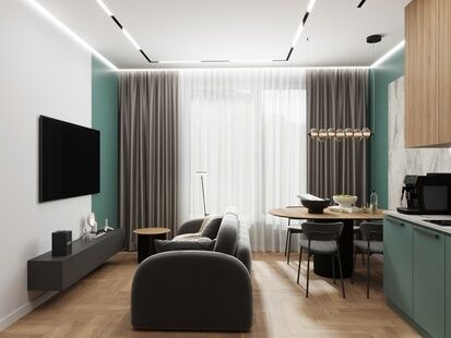 Фото № 4: Дизайн-проект трехкомнатной квартиры 58.44  м² Современный стиль для ЖК Южный