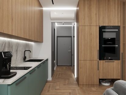 Фото № 5: Дизайн-проект трехкомнатной квартиры 58.44  м² Современный стиль для ЖК Южный