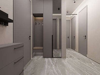 Фото № 3: Дизайн-проект трехкомнатной квартиры 50.29  м² Современный стиль для ЖК Южная Битца