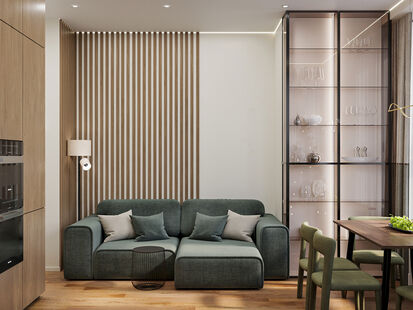 Фото № 5: Дизайн-проект трехкомнатной квартиры 71.57  м² стиль Модернизм для ЖК Архитектор