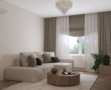 Фото № 1: Дизайн-проект двухкомнатной квартиры 57.64  м² Современная классика для ЖК Октябрьское Поле