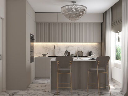 Фото № 5: Дизайн-проект двухкомнатной квартиры 57.64  м² Современная классика для ЖК Октябрьское Поле