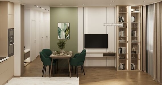 Фото № 3: Дизайн-проект четырехкомнатной квартиры 70.34  м² Современный стиль для ЖК Прибрежный Парк