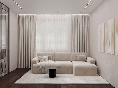 Фото № 6: Дизайн-проект трехкомнатной квартиры 67.36  м² Стиль Модернизм для ЖК в г. Климовск