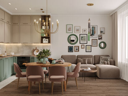 Фото № 1: Дизайн-проект четырехкомнатной квартиры 92.1  м² Стиль Американская классика для ЖК Фестиваль Парк 2