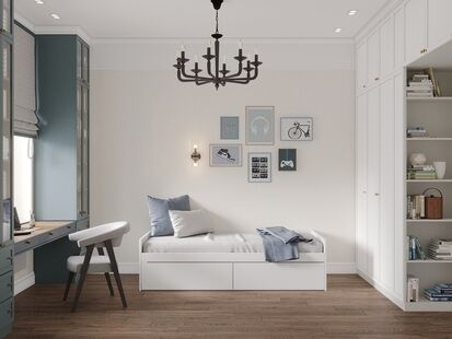 Фото № 6: Дизайн-проект четырехкомнатной квартиры 92.1  м² Стиль Американская классика для ЖК Фестиваль Парк 2