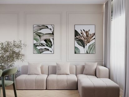 Фото № 1: Дизайн-проект трехкомнатной квартиры 71.81  м² Стиль Арт-Деко для ЖК Атмосфера