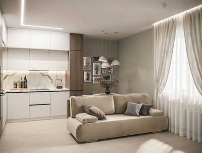 Фото № 3: Дизайн-проект трехкомнатной квартиры 95.13  м² Современный стиль для ЖК Теплые кварталы