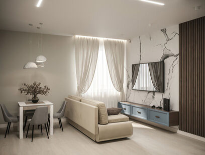 Фото № 1: Дизайн-проект трехкомнатной квартиры 95.13  м² Современный стиль для ЖК Теплые кварталы