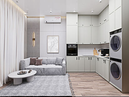 Фото № 1: Дизайн-проект трехкомнатной квартиры 73.82  м² Современный стиль для ЖК Foriver