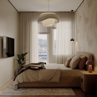 Фото № 2: Дизайн-проект двухкомнатной квартиры 34.95  м² Современный стиль для ЖК Хай Вэй