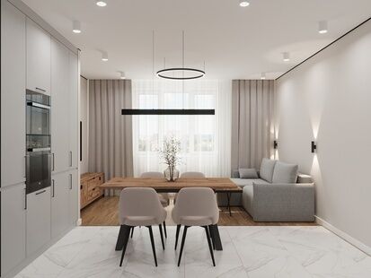 Фото № 6: Дизайн-проект трехкомнатной квартиры 69.03  м² Стиль Модернизм для ЖК Центральный