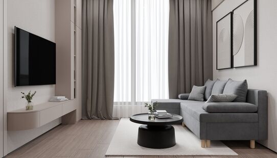 Фото № 3: Дизайн-проект двухкомнатной квартиры 37.02  м² Стиль Модернизм для ЖК Достижение