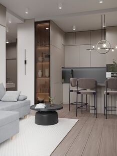 Фото № 4: Дизайн-проект двухкомнатной квартиры 37.02  м² Стиль Модернизм для ЖК Достижение