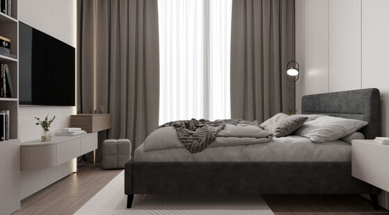 Фото № 2: Дизайн-проект двухкомнатной квартиры 37.02  м² Стиль Модернизм для ЖК Достижение