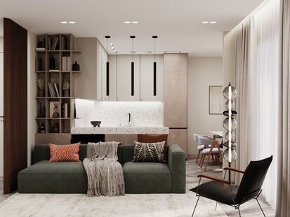 Фото № 1: Дизайн-проект трехкомнатной квартиры 98.77  м² Современный стиль для ЖК в г. Раменское