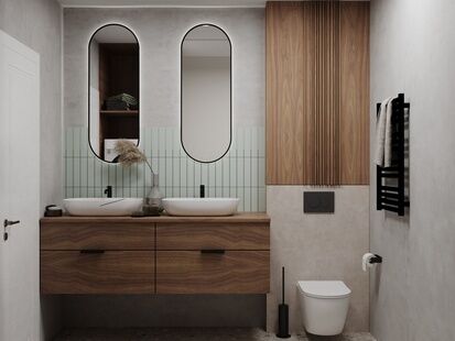 Фото № 2: Дизайн-проект трехкомнатной квартиры 98.77  м² Современный стиль для ЖК в г. Раменское