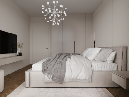 Фото № 2: Дизайн-проект двухкомнатной квартиры 41.8  м² Стиль Модернизм для ЖК Дефанс