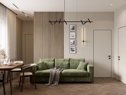 Фото № 1: Дизайн-проект трехкомнатной квартиры 51.2  м² Стиль Модернизм для город-парк переделкино ближнее