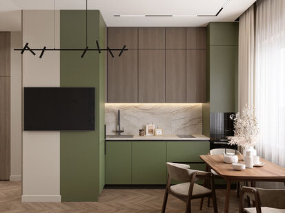 Фото № 3: Дизайн-проект трехкомнатной квартиры 51.2  м² Стиль Модернизм для город-парк переделкино ближнее