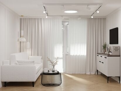 Фото № 1: Дизайн-проект однокомнатной квартиры 40.44  м² Стиль Контемпорари для ЖК Московский