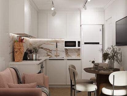 Фото № 3: Дизайн-проект однокомнатной квартиры 40.44  м² Стиль Контемпорари для ЖК Московский