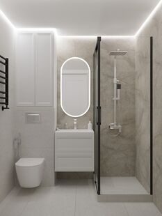 Фото № 2: Дизайн-проект однокомнатной квартиры 40.44  м² Стиль Контемпорари для ЖК Московский