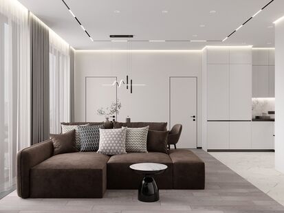 Фото № 1: Дизайн-проект четырехкомнатной квартиры 87.65  м² Стиль Модернизм для ЖК Symphony 34