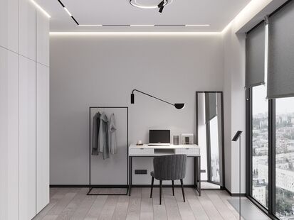 Фото № 2: Дизайн-проект четырехкомнатной квартиры 87.65  м² Стиль Модернизм для ЖК Symphony 34