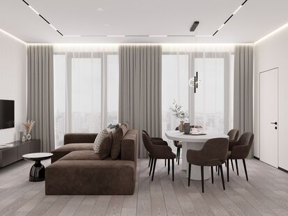 Фото № 3: Дизайн-проект четырехкомнатной квартиры 87.65  м² Стиль Модернизм для ЖК Symphony 34